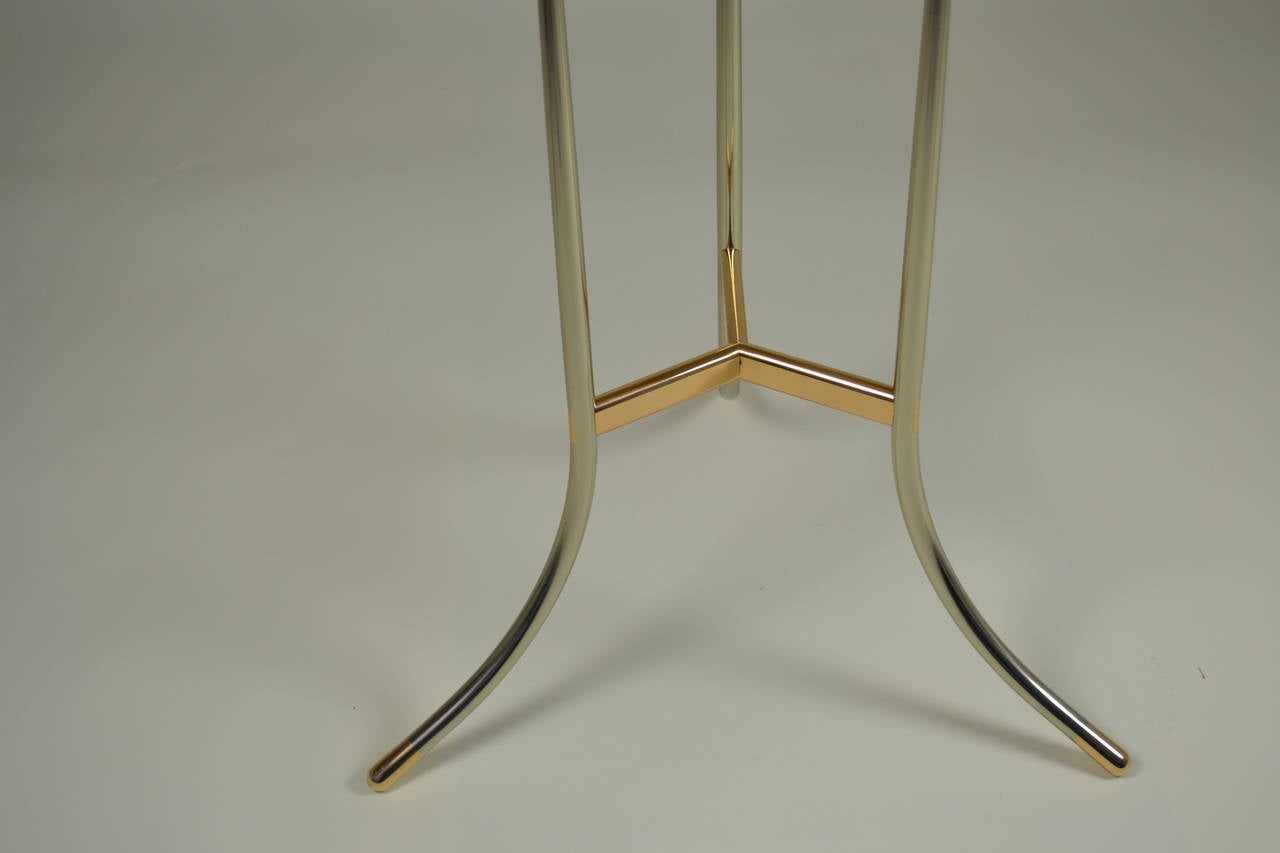 Modern Cedric Hartman Side Table, Steel and Brass Base