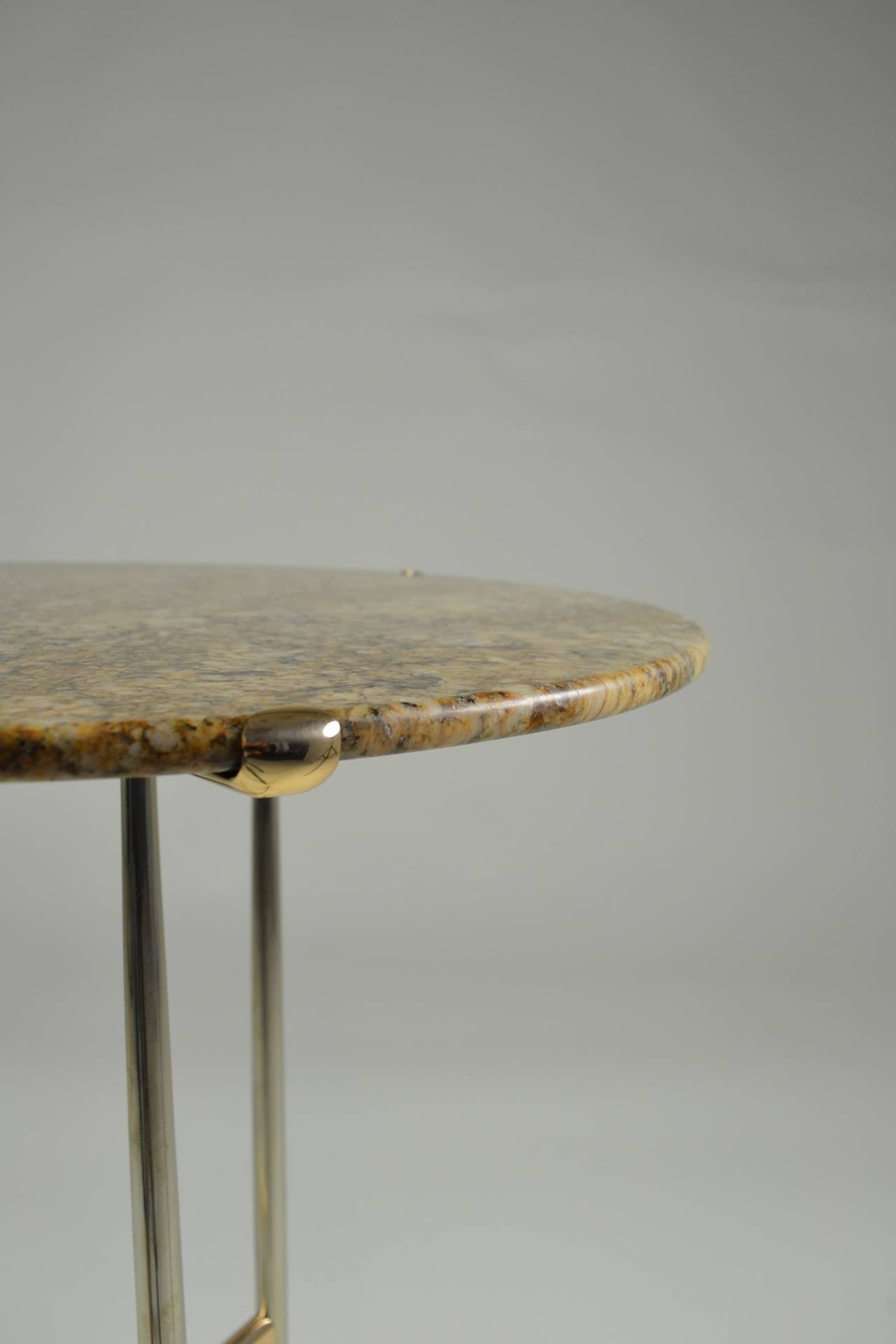 Metal Cedric Hartman Side Table, Steel and Brass Base