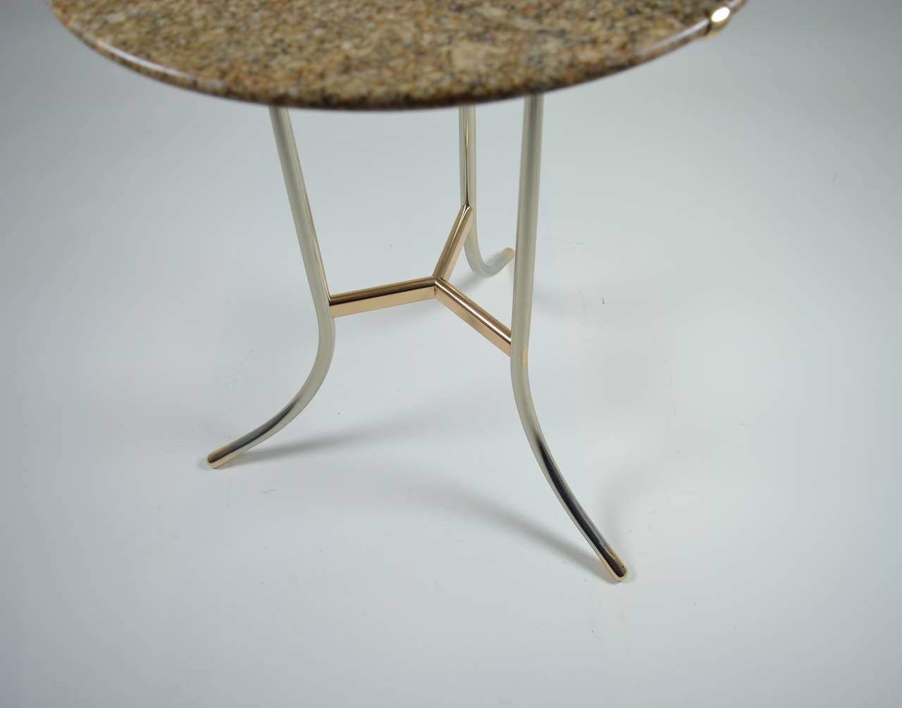 Cedric Hartman Side Table, Steel and Brass Base 1