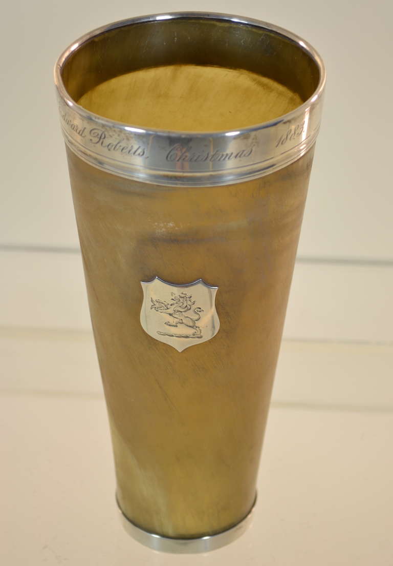 Large Horn Cup with Sterling Silver