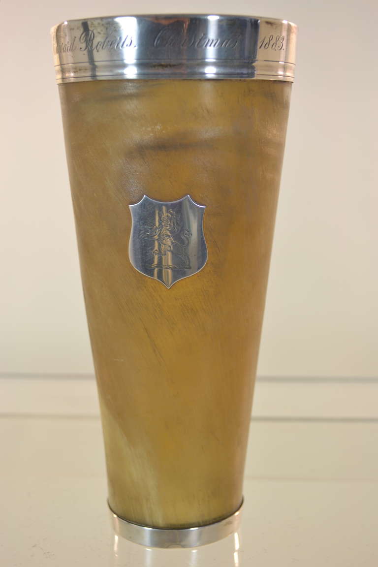 Large Horn Cup with Sterling Silver at 1stdibs