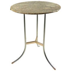 Cedric Hartman Side Table, Steel and Brass Base 7