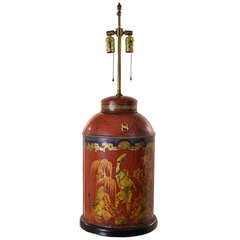 Antique Tole Tea Canister Lamp