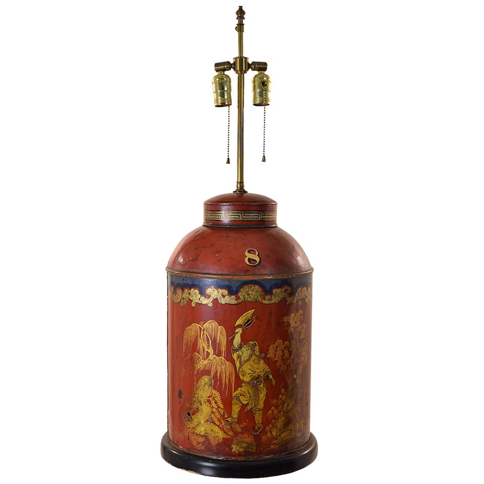 Antique Tole Tea Canister Lamp