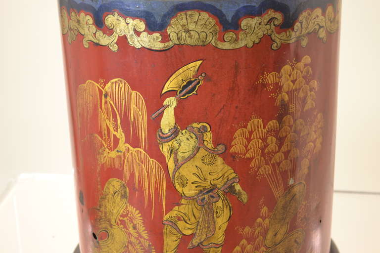 20th Century Antique Tole Tea Canister Lamp