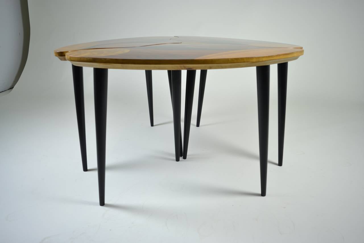 Mid-20th Century Swedish Modern Three-Part Cocktail Table with Specimen Wood Tops