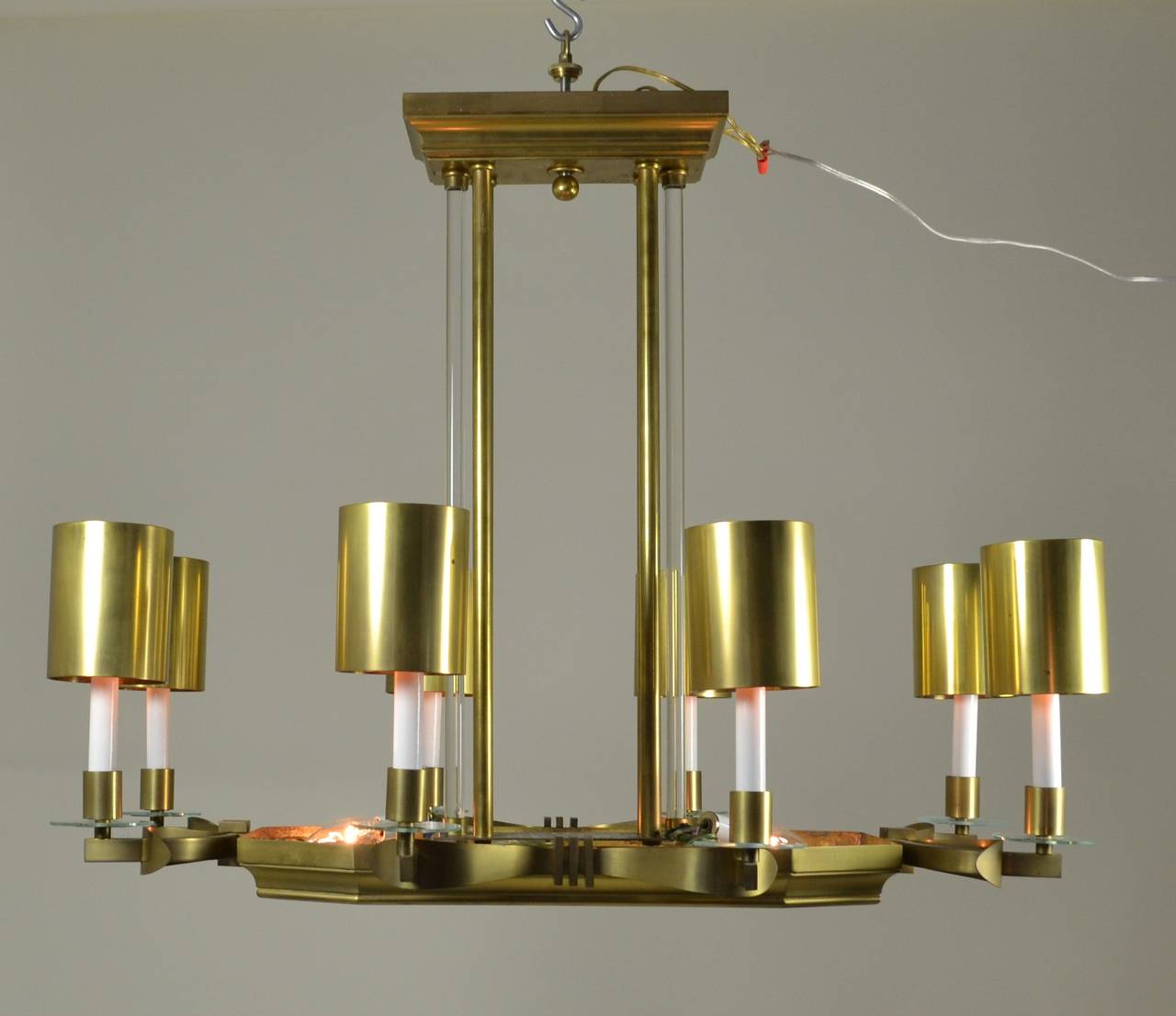 Late 20th Century Large Art Deco Style Modernist Chandelier