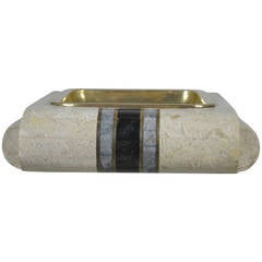 Tessellated Stone Dish with Brass Insert