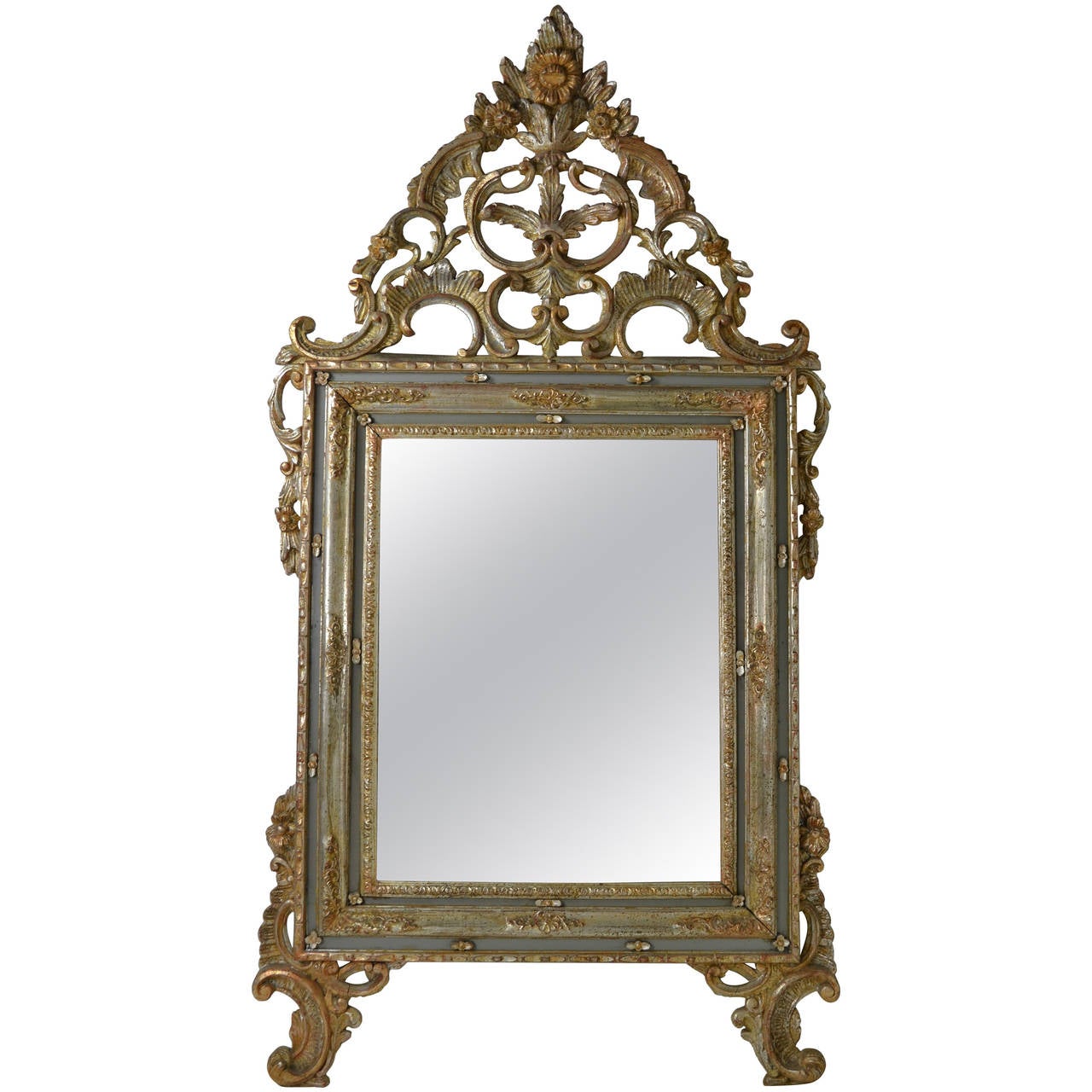Large Italian Rococo Giltwood Mirror For Sale at 1stdibs