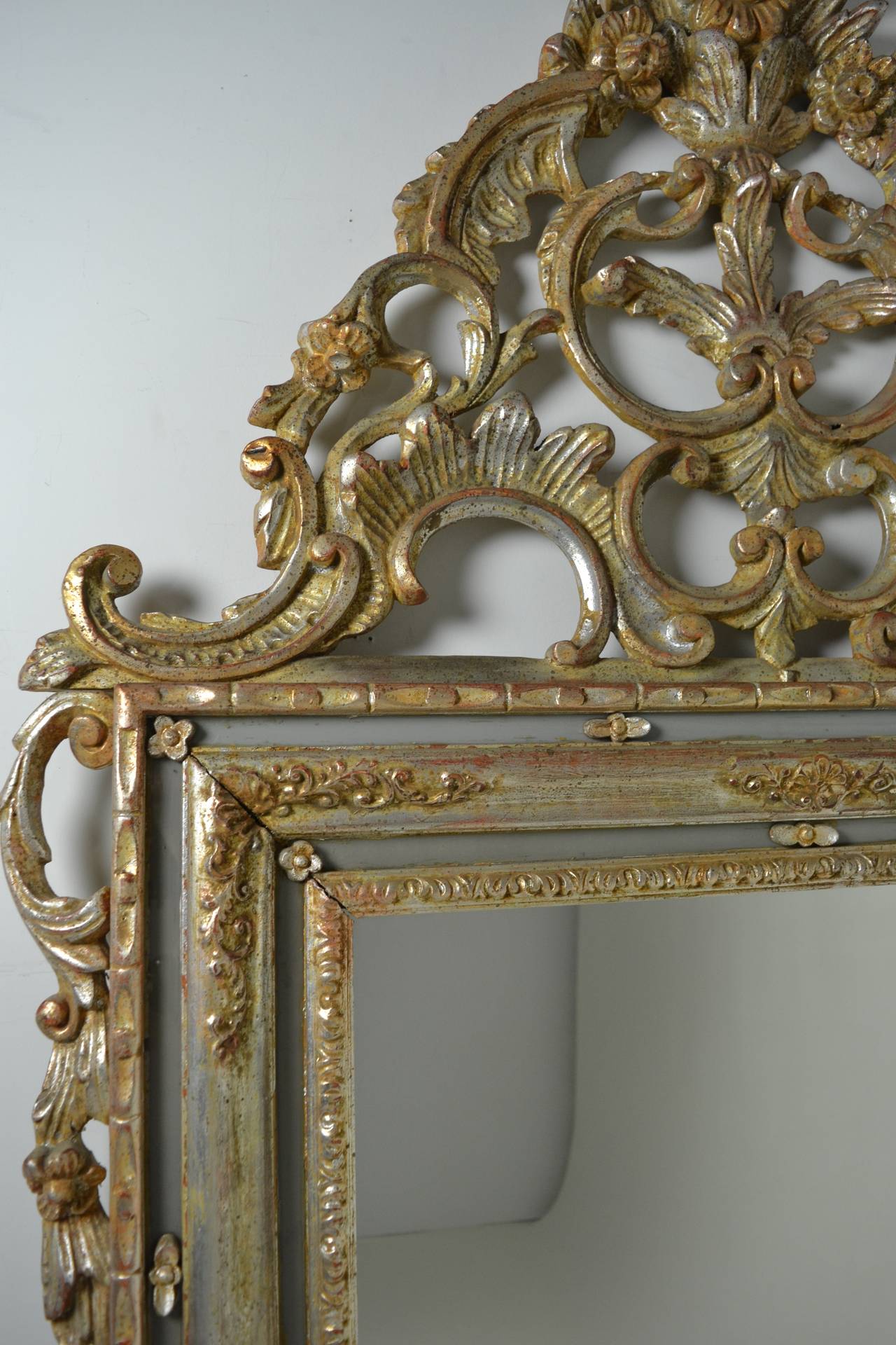 Mid-20th Century Italian Rococo Giltwood Mirror, Large Scale