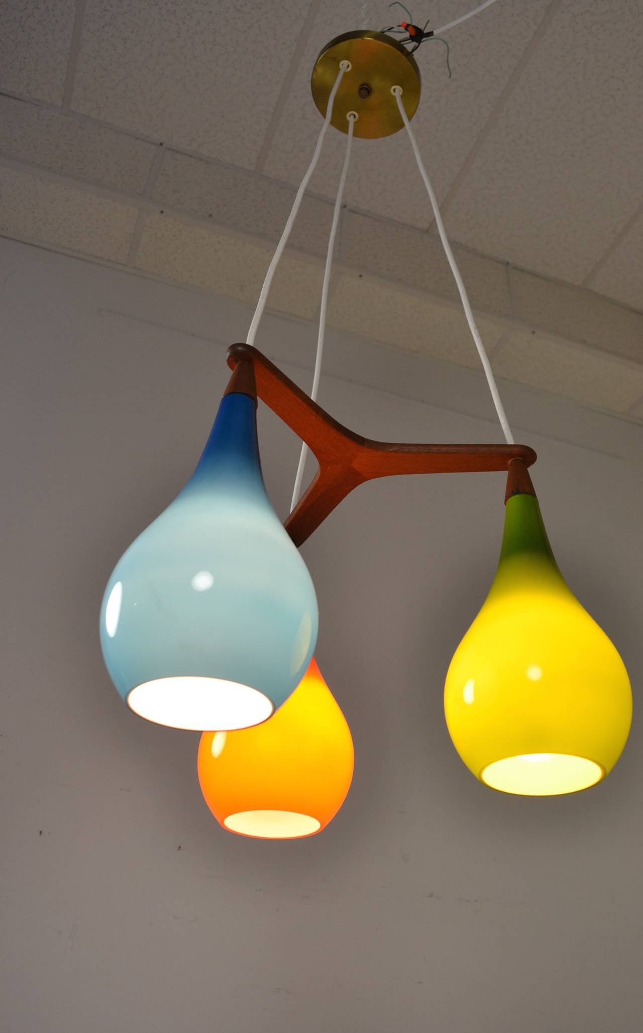 Danish Modern Pendant Chandelier by Holmegaard, circa 1960s 1