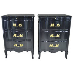 Pair of French Style Three-Drawer Nightstands