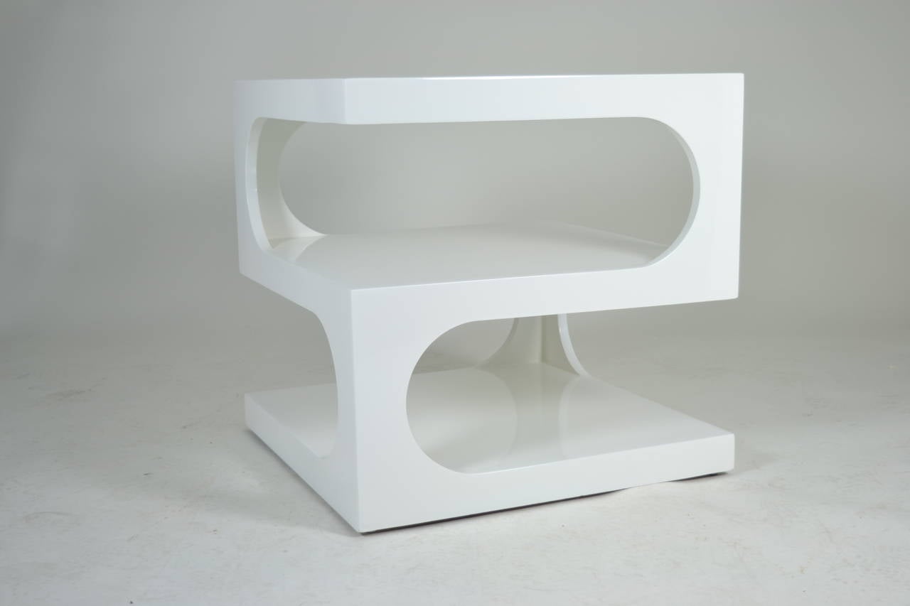 Wonderful form and good quality. Newly lacquered in high gloss dove white.