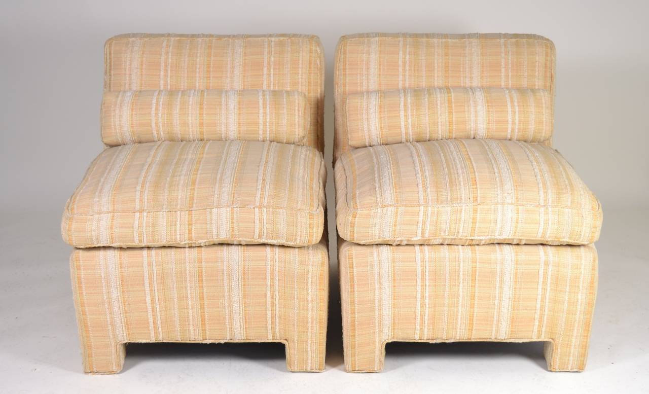 Pair of Modern Upholstered Slipper Chairs, circa 1960s 5
