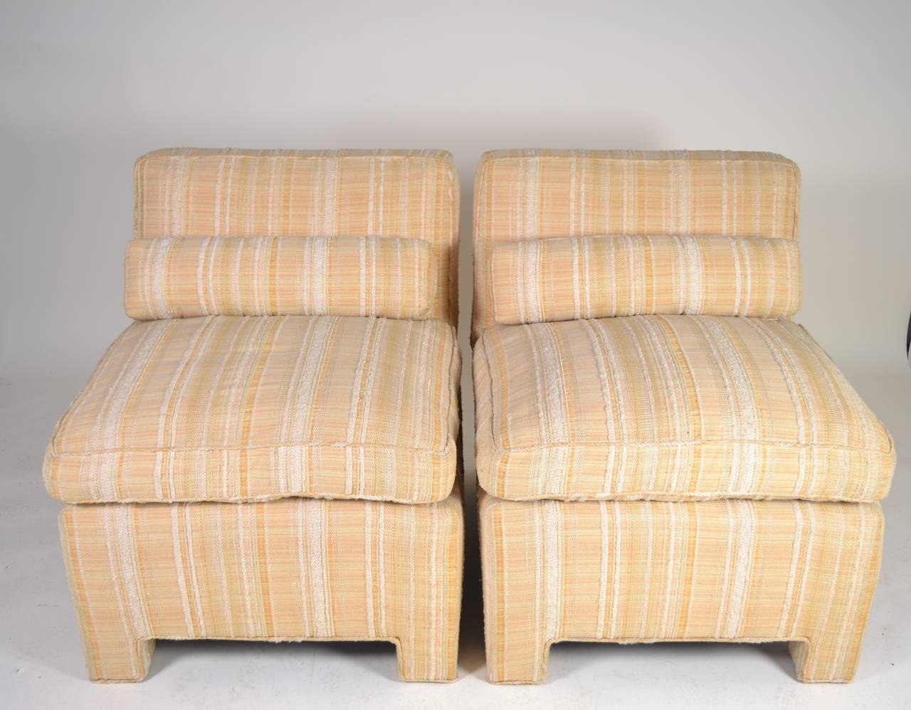 Pair of Modern Upholstered Slipper Chairs, circa 1960s 4