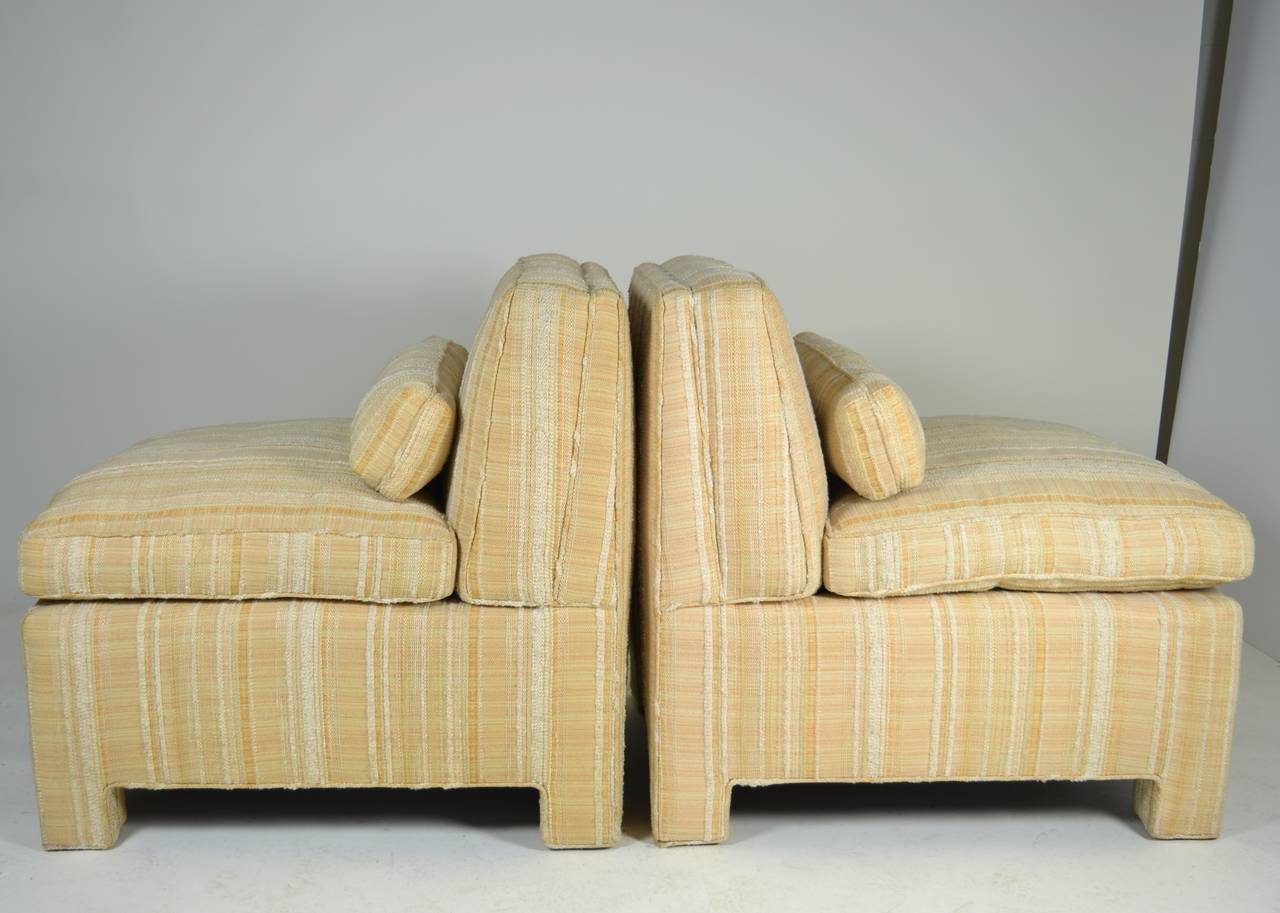 Pair of Modern Upholstered Slipper Chairs, circa 1960s 1