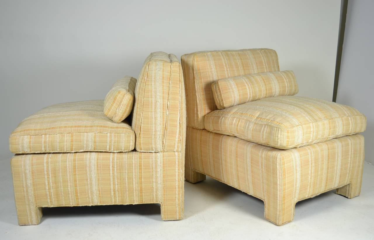 Mid-20th Century Pair of Modern Upholstered Slipper Chairs, circa 1960s