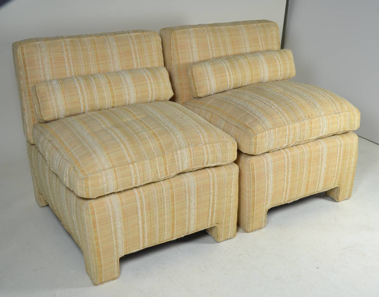 Pair of Modern Upholstered Slipper Chairs, circa 1960s In Excellent Condition In Norwalk, CT
