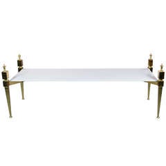 Brass and Vitrolite Glass Cocktail Table