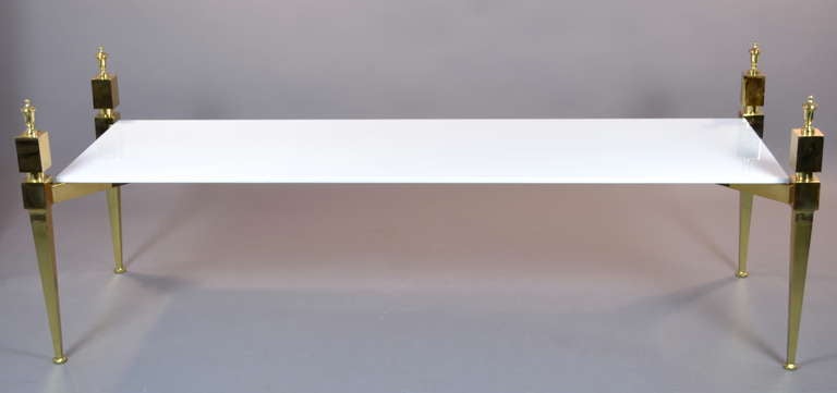 Brass and Vitrolite Glass Cocktail Table