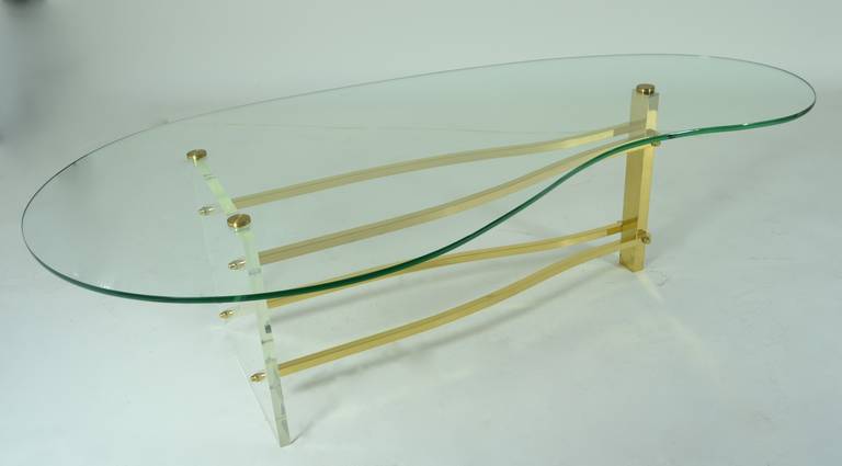 Lucite and Brass Cocktail Table 2