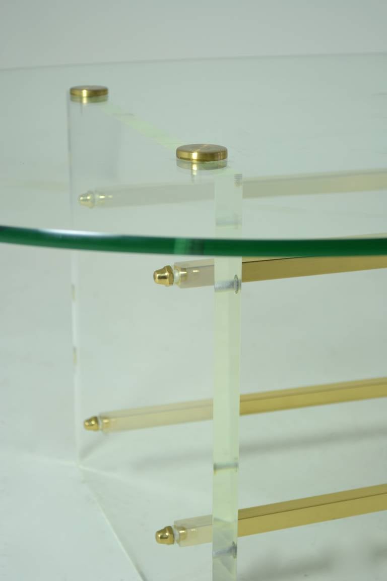 Lucite and Brass Cocktail Table 3
