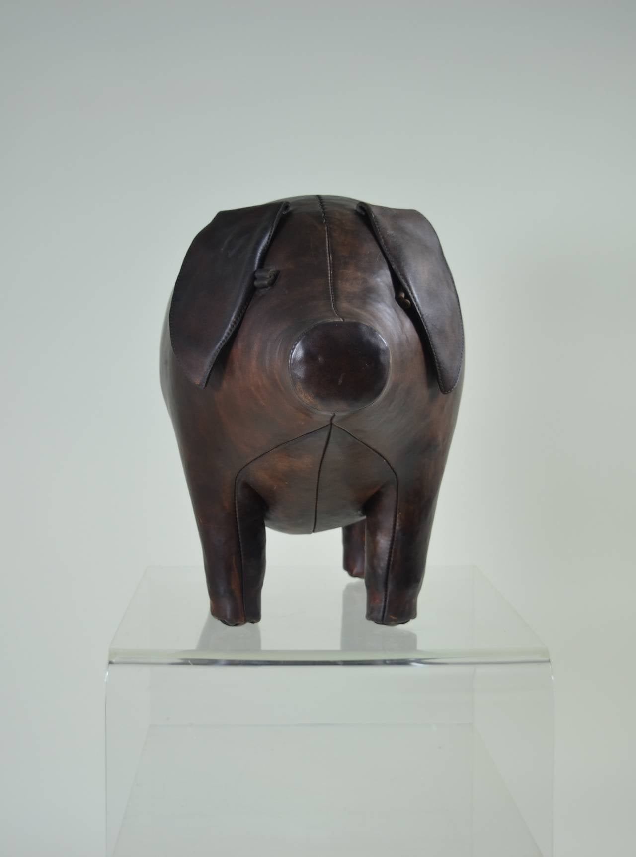 English Leather Pig Stool Made by Omersa & Company for Abercrombie & Fitch