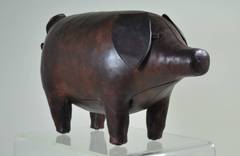 Leather Pig Stool Made by Omersa & Company for Abercrombie & Fitch