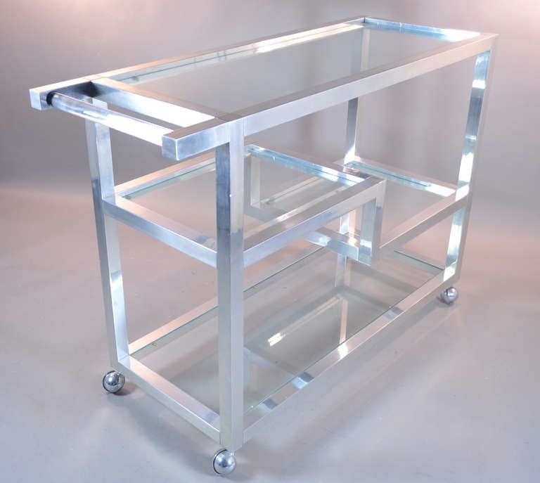 Large Bar Cart of Polished Aluminum and Lucite at 1stdibs