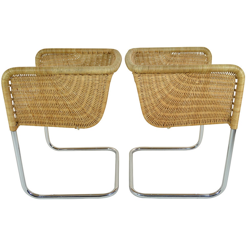 Harvey Probber Pair of Wicker Chairs