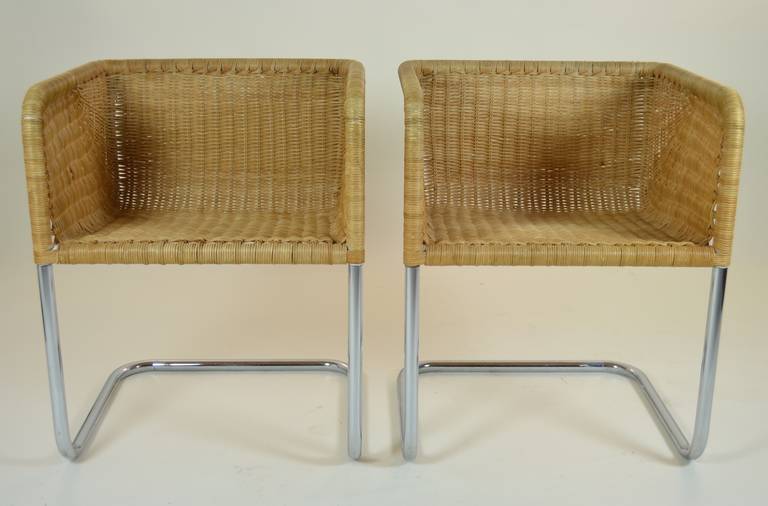 Harvey Probber Pair of Wicker Chairs In Excellent Condition In Norwalk, CT
