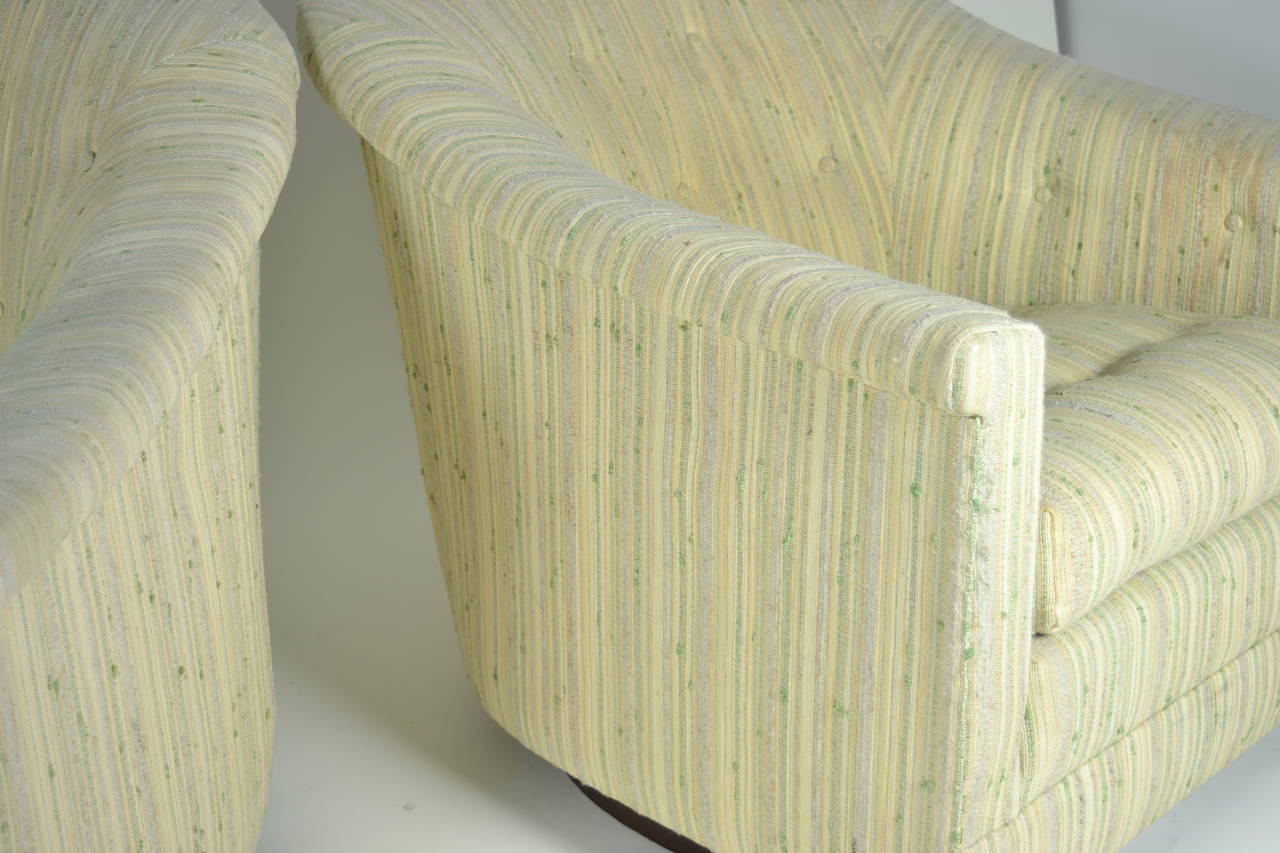 Pair of Modern Swivel Lounge Chairs, Circa 1950s 2