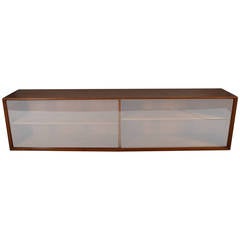 Danish Modern Floating Cabinet with Glass Doors, Circa 1950s