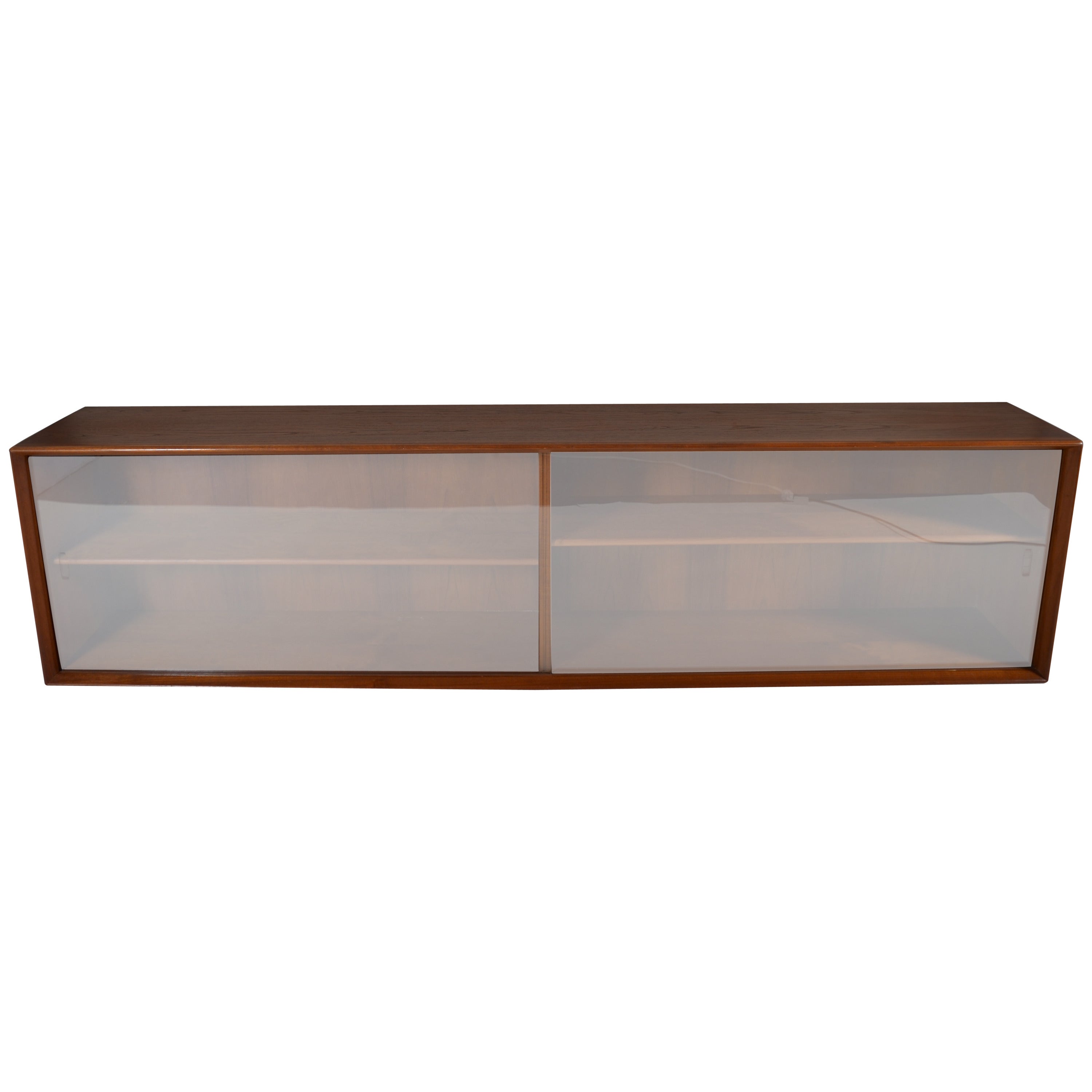 Danish Modern Floating Cabinet with Glass Doors, Circa 1950s