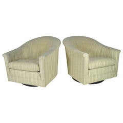 Pair of Modern Swivel Lounge Chairs, Circa 1950s