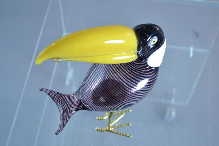 Murano Glass Signed Zanetti Murano Bird Sculpture