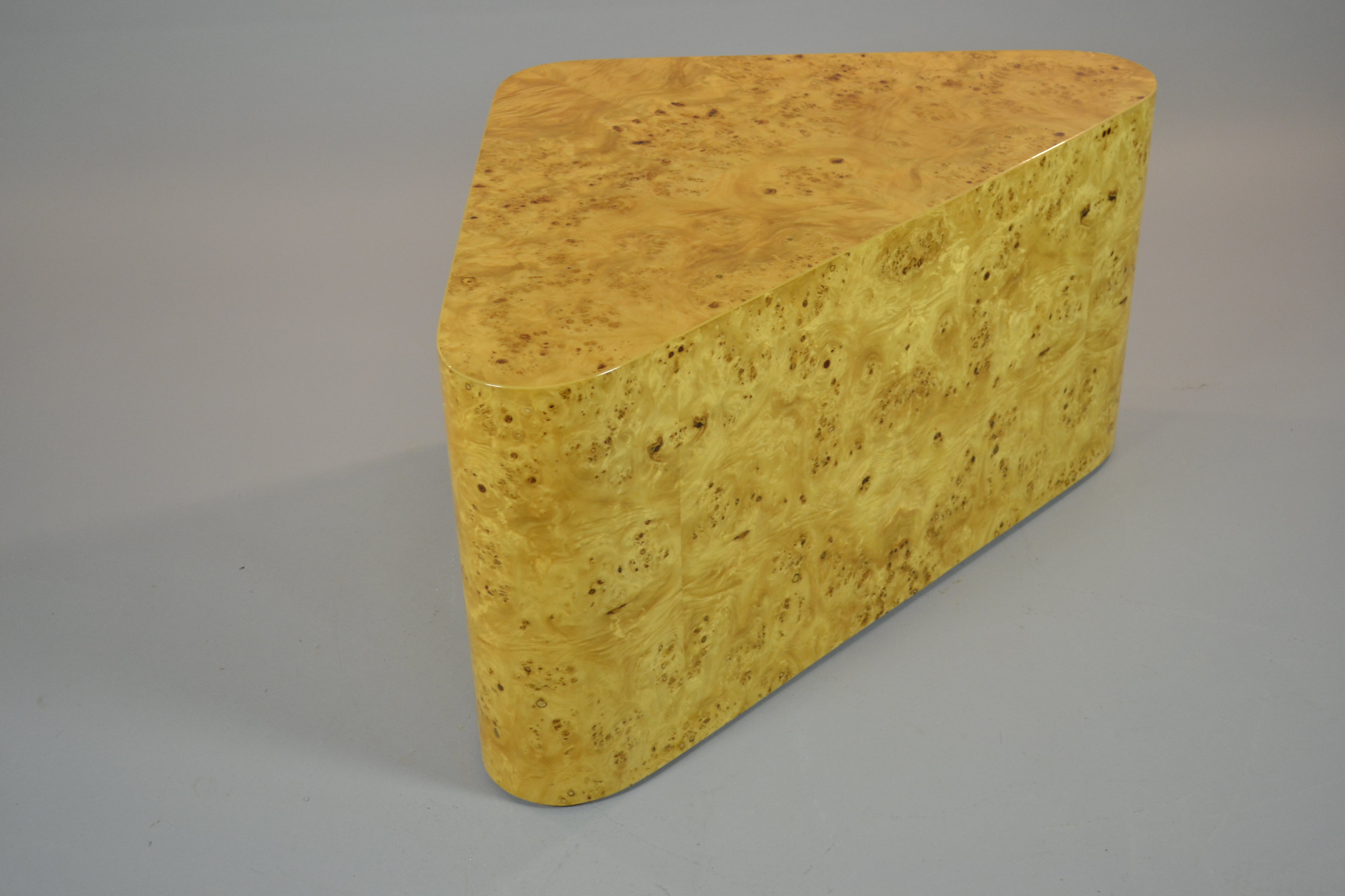 Triangular Burled Wood Table