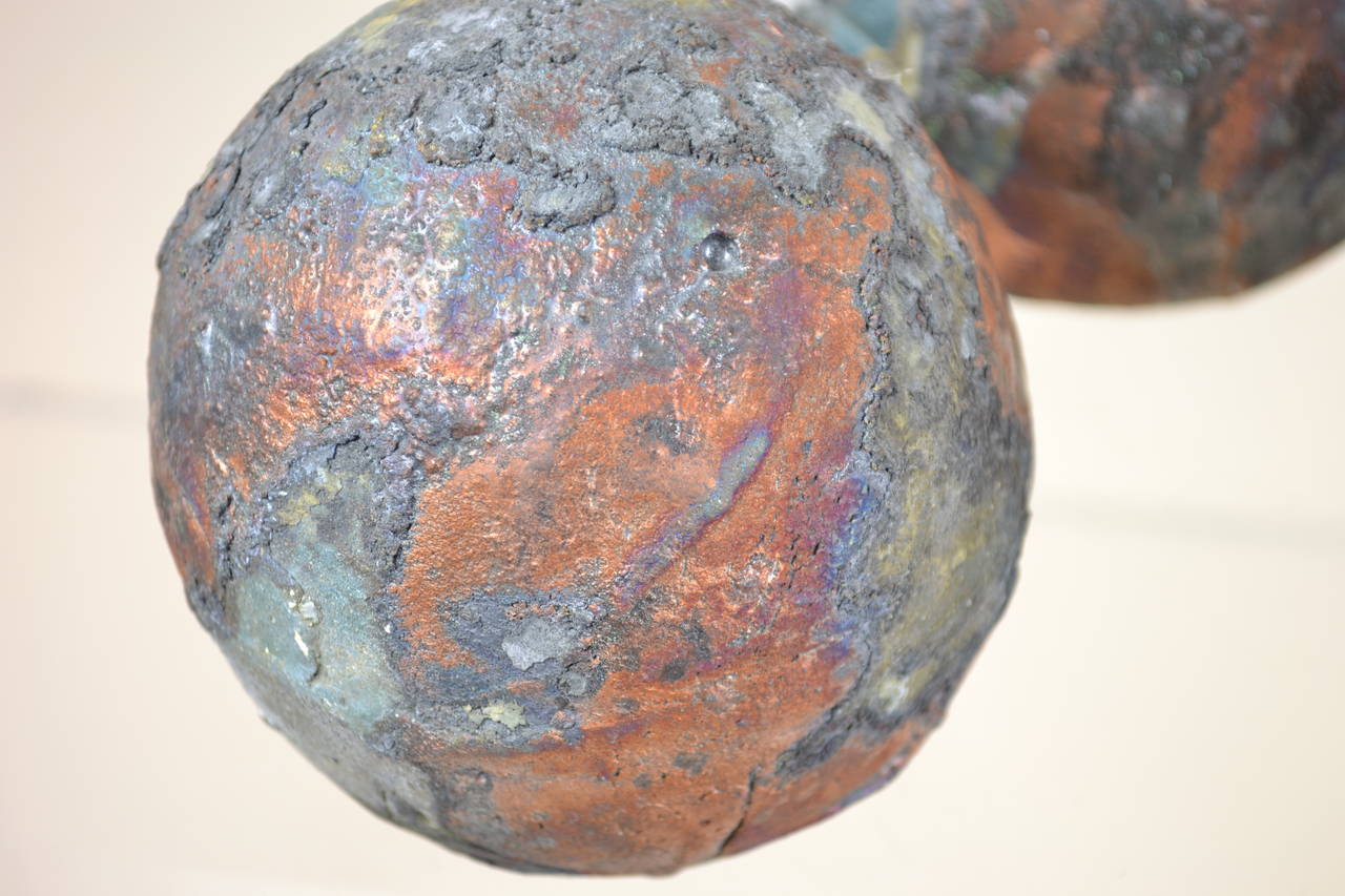 Late 20th Century Tony Evans Raku Sculptural Spheres