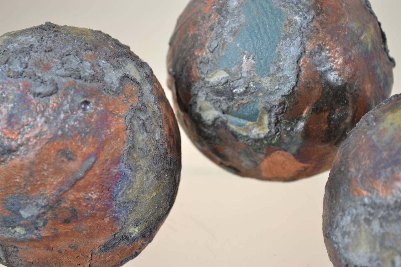 Tony Evans Raku Sculptural Spheres In Excellent Condition In Norwalk, CT