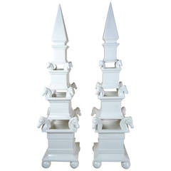 Pair of Blanc de Chine Obelisks