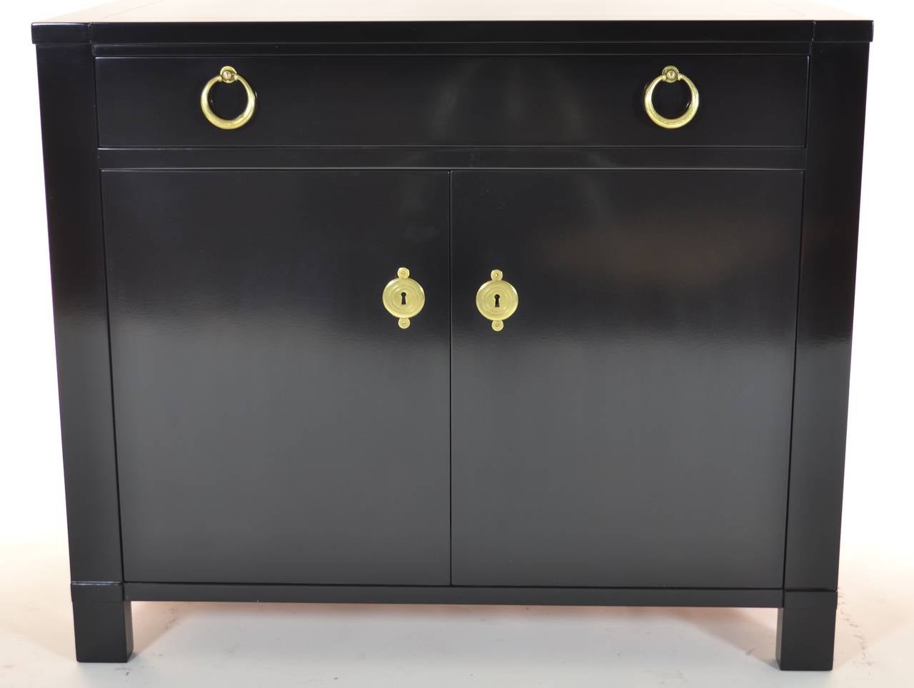 Black Lacquered Solid Mahogany Bedside Table Shropshire Design