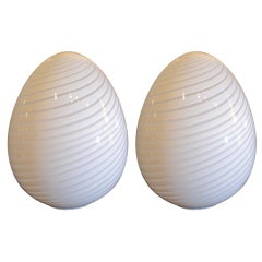 Pair Of Large Murano Glass Eggs