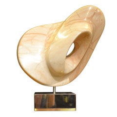 Biomorphic marble sculpture on stand