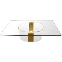 Lucite and Brass Cocktail Table