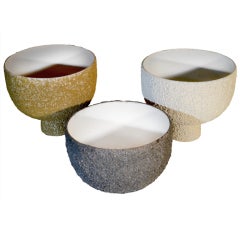 Modernist Ceramic Bowls with Textured Exterior