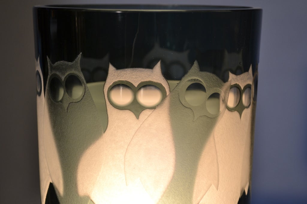 Late 20th Century Kosta Owl Lamp