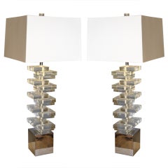 PR of Vintage Lucite and Chrome Lamps