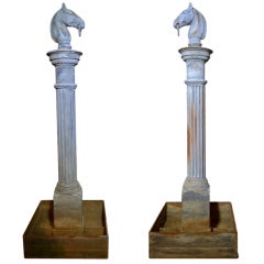 Antique PAIR 19th Century Hitching Posts in Custom Planters