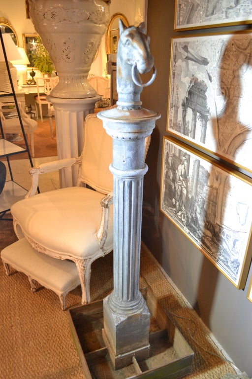 PAIR 19th Century Hitching Posts in Custom Planters 2