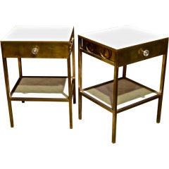 Vintage Pair of Brass and Marble Side Tables